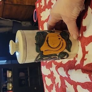 Art Deco Pottery Small Canister Floral/ Fruit